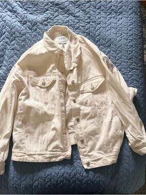 ZARA off-white Denim Jacket - Oversized Women's Jacket